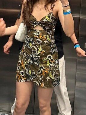 Zara Khaki Mini Dress – Spring Casual Dress, Size XS